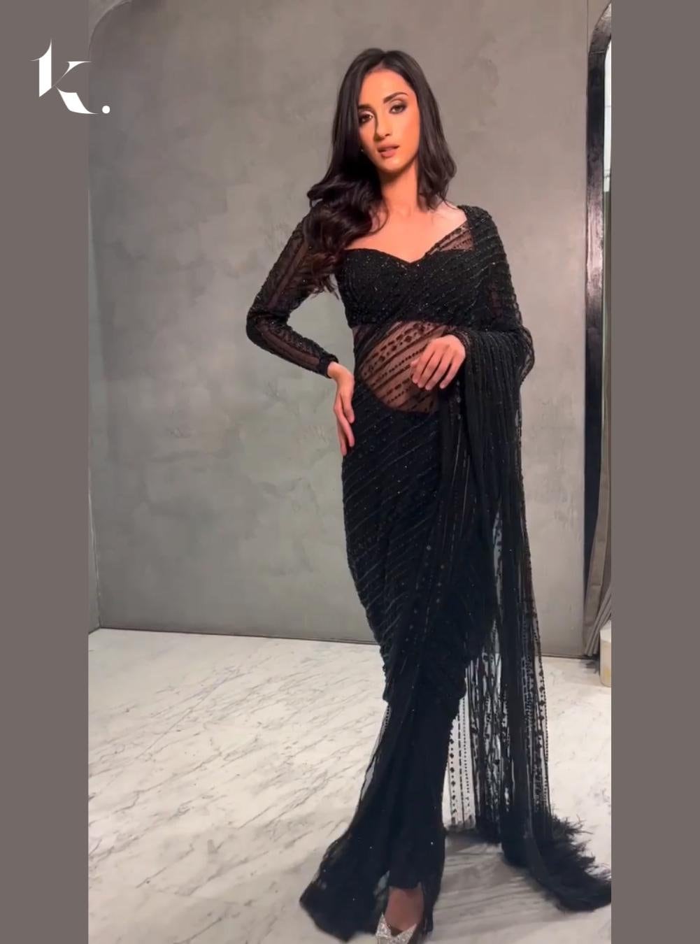 Plain Black Saree Etsy Canada