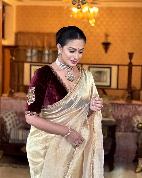 Golden Soft Shiny Tissue Gold Tone to Tone Zari Work Saree Saree for USA Women Saree for Women Party Wear Saree Wedding Wear Saree. Sari Etsy Canada