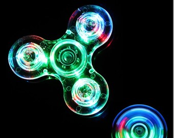Fidget Hand Spinner LED Glowing 20 Light Patterns EDC ADHD Stress Relief 