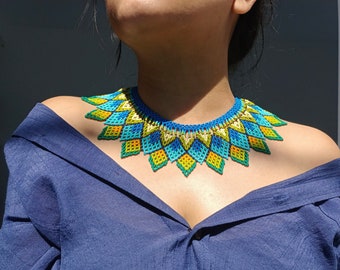 Choker, geometrisch ontwerp, uitstekend cadeau-idee, Boho, cadeau voor moeder, handgemaakt, damessieraden, etnische stijl, mooi