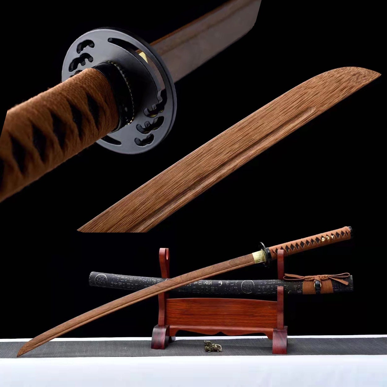 Handmade Crafts Wooden Katana Handmade Wooden Sword Training Sword,Red