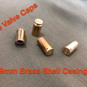 Znx4 9mm Brass Shell Casing Valve Caps, Car/Truck Tire Valve, Stem Caps and O-Ring Seal (4 Caps)
