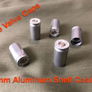 Alx5 9mm Aluminum Shell Casing Valve Caps, Jeep/Off-Road Vehicle Tire Valve, Stem Caps and O-Ring Seal (5 Caps)