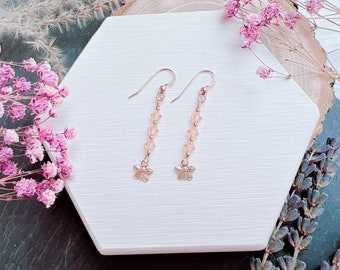 Butterfly Charm Earrings | Dainty Crystal Earrings | Delicate Swarovski Earrings | Gold-Filled Earrings | Drop Earrings