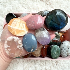 Discounted Imperfect Crystal Flat/Worry/Palm Stones Mystery Bundle | Crystal Misfits Set | Imperfect Crystals Lot