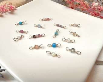 Set of 10 Tiny Gemstones 14k Gold Filled Permanent Jewelry Connectors | Handmade in Canada