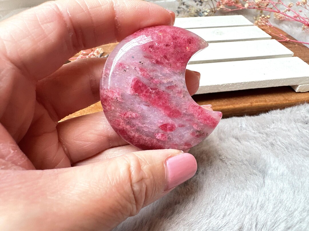 Beautiful Ice Rhodonite Moon Sakura Cherry Blossom Rhodonite Moon - Etsy