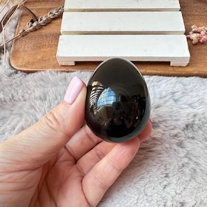 Small Black Obsidian Egg - Exact Piece