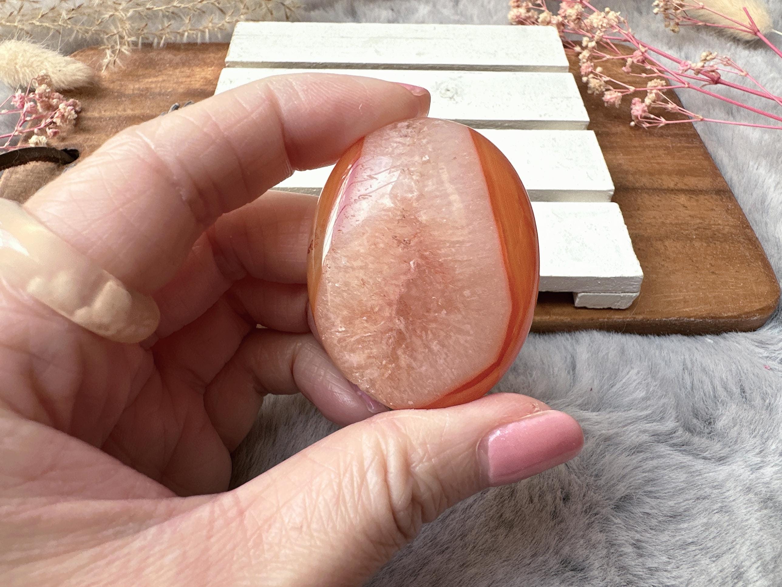 Beautiful Small Banded Carnelian Palm Stone