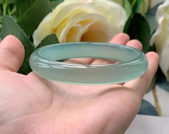 Green Genuine Jade Bangle, Real Jade Bangle Gift For Mom , Beautiful Natural Bangle Inner Diameter ( 52-64 )