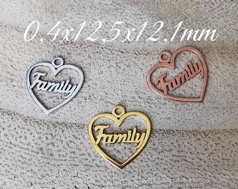 Silber Herz Anhänger Family für Halskette oder Armband | 925 Sterling Silber