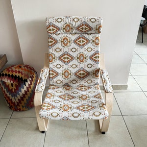 Kilim Designed Poang Armchair Cover Custom Made Ethnic Pattern Poäng Seat Pads Cover Ikea Poang Chair Slipcover with Armrest Pads ONLY COVER