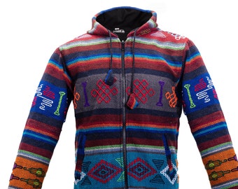 Hand Made polar fleece Bhutani Jacket - Boho Hippie Design - Casual were - Breathable Design - Unisex Jacket