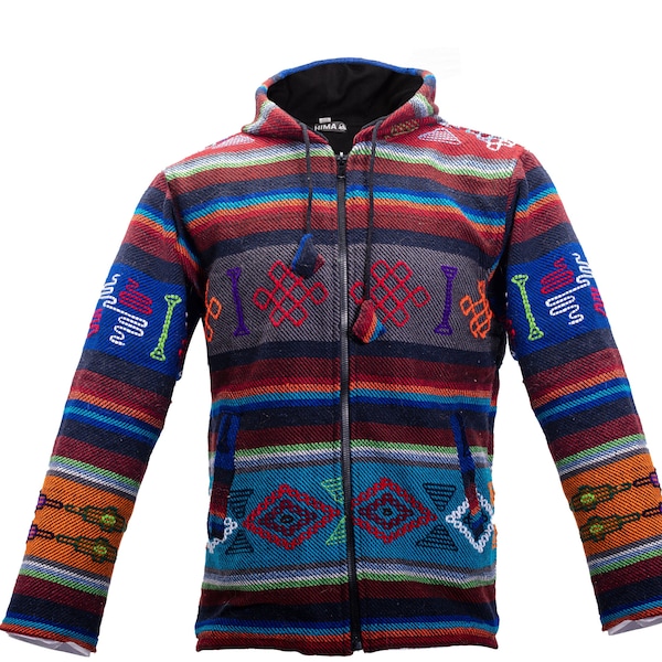 Hand Made polar fleece Bhutani Jacket - Boho Hippie Design - Casual were - Breathable Design - Unisex Jacket