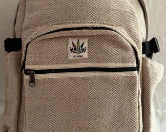 Hemp Backpack - Eco-Friendly Organic Hemp Backpack - Handmade   Design - Best Hempathy Boho Hippie  Design BackPack - Made in Nepal