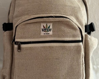 Hemp Backpack - Eco-Friendly Organic Hemp Backpack - Handmade Design - Best Hempathy Boho Hippie Design BackPack - Made in Nepal