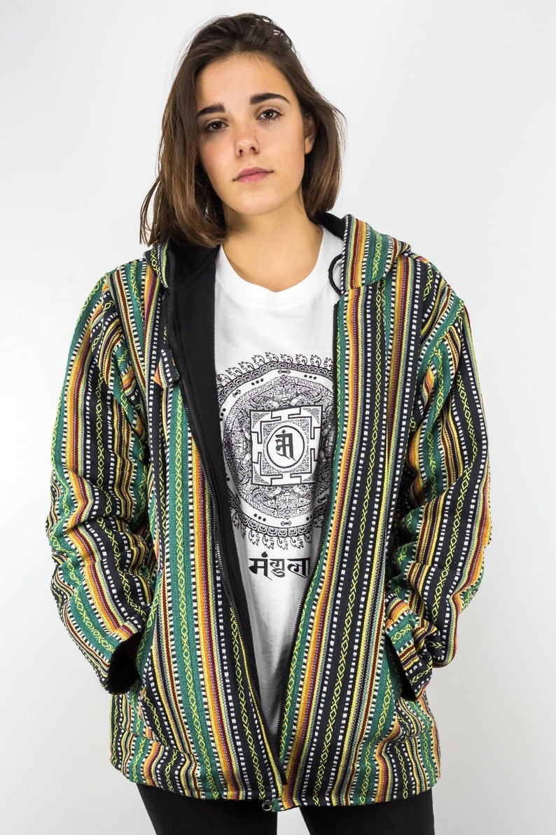 Stand out and rebel Handmade Unisex Gheri Cotton Jacket Traditional Nepalese Fabric Ethically Handmade Hippie Jackets at Himanepal image 1