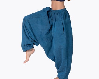 Free Size Light Blue Color Unisex Hippie comfy Traditional Yoga pants - Casual Wear Boho Hippie-Made in Nepal