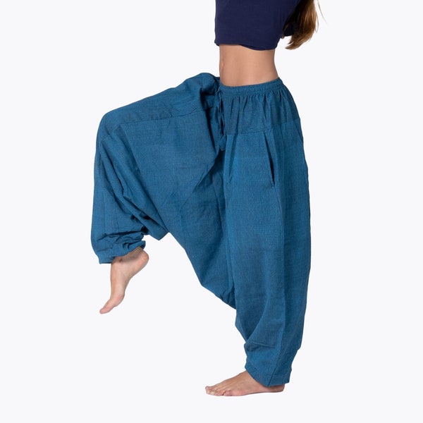 Free Size Light Blue  Colour Unisex Hippie comfy Traditional Yoga pants - Casual Wear Boho Hippie-Made in Nepal