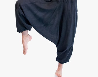 Black Unisex Yoga Pants-Casual Wear Boho Hippie Cotton Pants-Super Light wear-Hand made in Nepal.