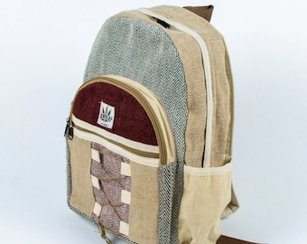 Multi Color Hemp Backpack - Eco-Friendly Organic Laptop Hemp Backpack - Handmade in Nepal