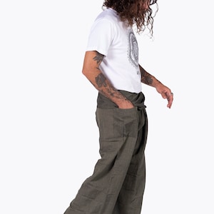 100% Hand Made Cotton Thai Fisherman pants loose-fitting men & women Khadi pants Boho Hippie Style Fisher Man Pants Made in Nepal Bild 5