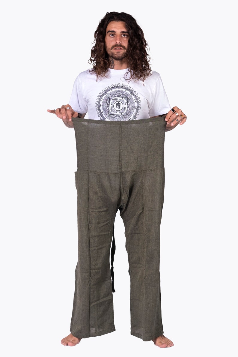 100% Hand Made Cotton Thai Fisherman pants loose-fitting men & women Khadi pants Boho Hippie Style Fisher Man Pants Made in Nepal Bild 6