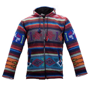 Chaqueta de forro polar Bhutani hecha a mano - Diseño bohemio hippie - Ropa informal - Diseño transpirable - Chaqueta unisex imagen 4