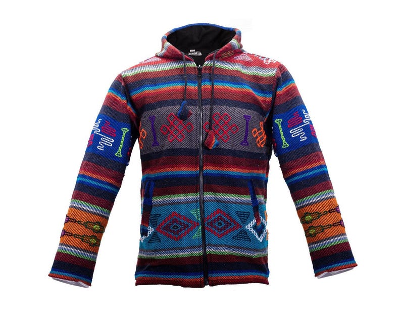 Chaqueta de forro polar Bhutani hecha a mano - Diseño bohemio hippie - Ropa informal - Diseño transpirable - Chaqueta unisex imagen 4