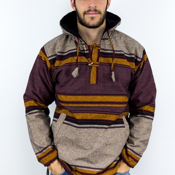 Polar Shyma Sudadera con capucha unisex - Estilo bohemio - Tela tradicional nepalí - Sudadera con capucha hippie hecha a mano éticamente en Himanepal