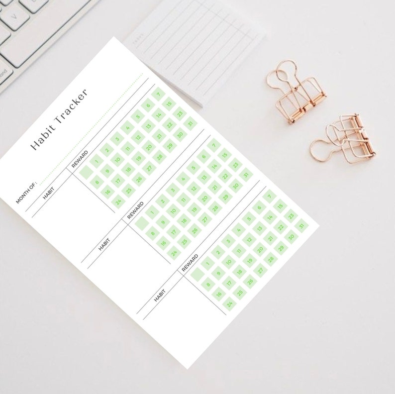 Habit Tracker Printable PDF File, A4 Format, Monthly Tracker Monthly