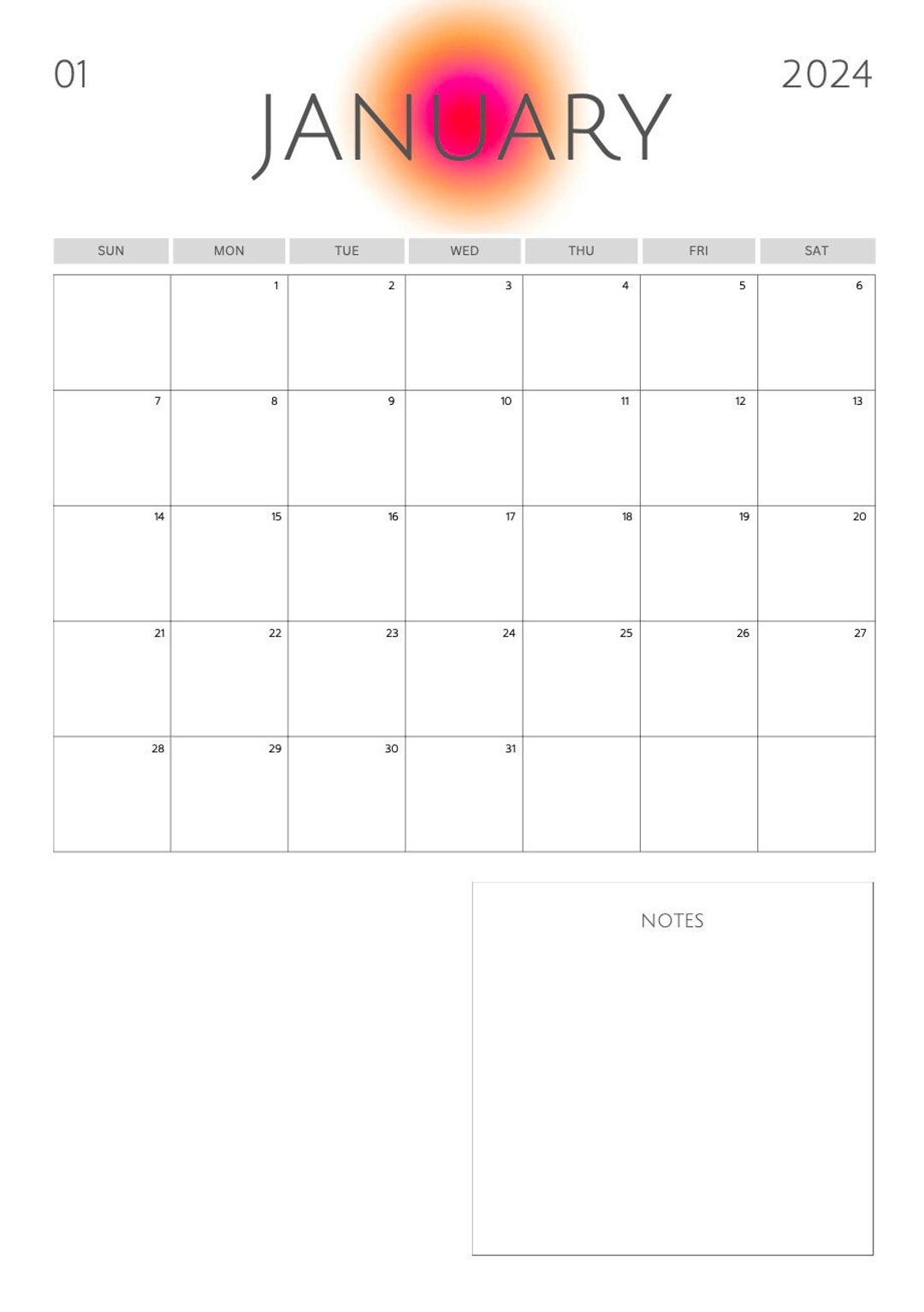 2025 Aura Calendar A4 Portrait Digital Download PDF File Etsy