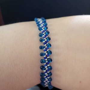 Handmade Crystal Bubble Blue and Silver Bracelet