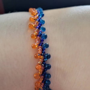 Handmade Crystal Bubble Orange and Blue Bracelet