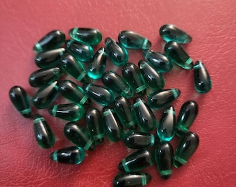 5x12mm green long tear drop beads 25pc