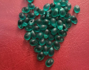 3.4mm matte dark green drop beads 25pc