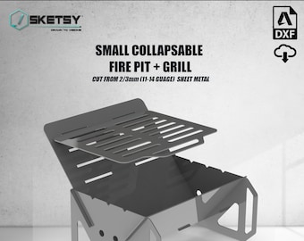 Miniaturowy składany grill z paleniskiem pliki dxf