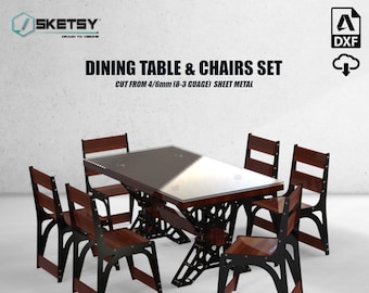Dining Table and Chairs set dxf files
