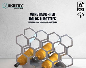 Casier à bouteilles - Style hexagonal - Fichier numérique DXF