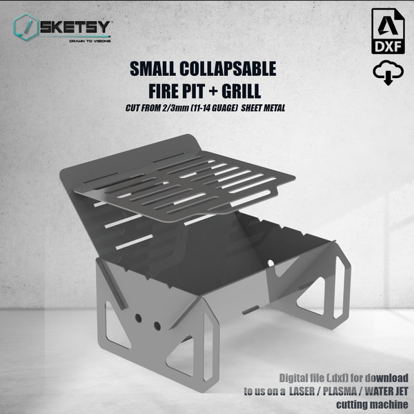 Mini collapsible fire pit BBQ dxf files