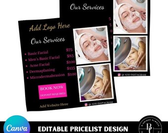 Facial Pricelist Flyer Editable Design