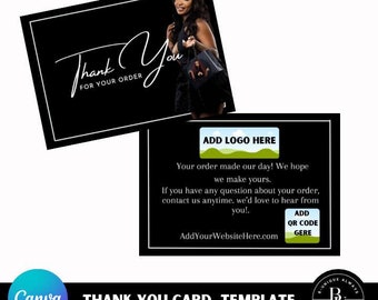 Editable Thank you card template for hair suppliers and more