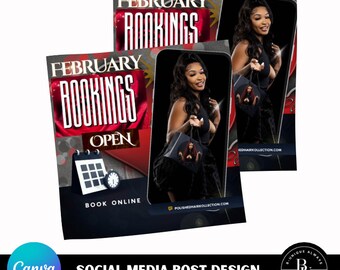 February bookings editable template design