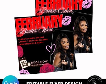 Valentine’s Day February Books Open Editable Flyer