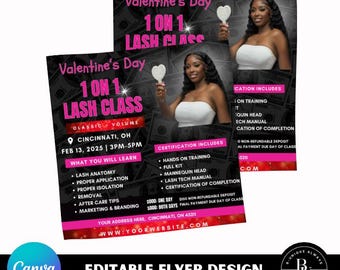 Valentine’s Day Lash Class Editable Flyer