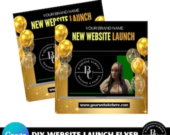 Plantilla de volante editable e imprimible para lanzamiento de sitio web DIY