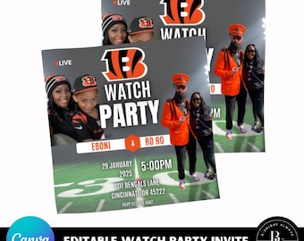 Invitación a la fiesta de visualización: Plantilla editable de Canva (descarga instantánea)