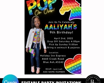 Pop it party invitation