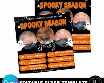 Spooky Season Esthetician Flyer Template | Editable Canva Spa Promo (Digital Download)