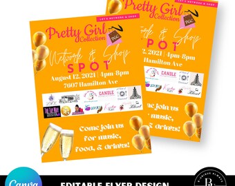 Sip & Shop event editable flyer design